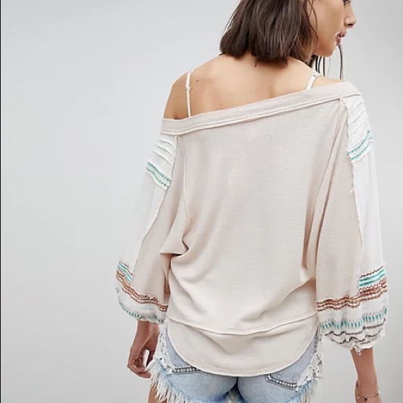 Free People Embroidered Bubble-Sleeve T-Shirt - Picture 3 of 6